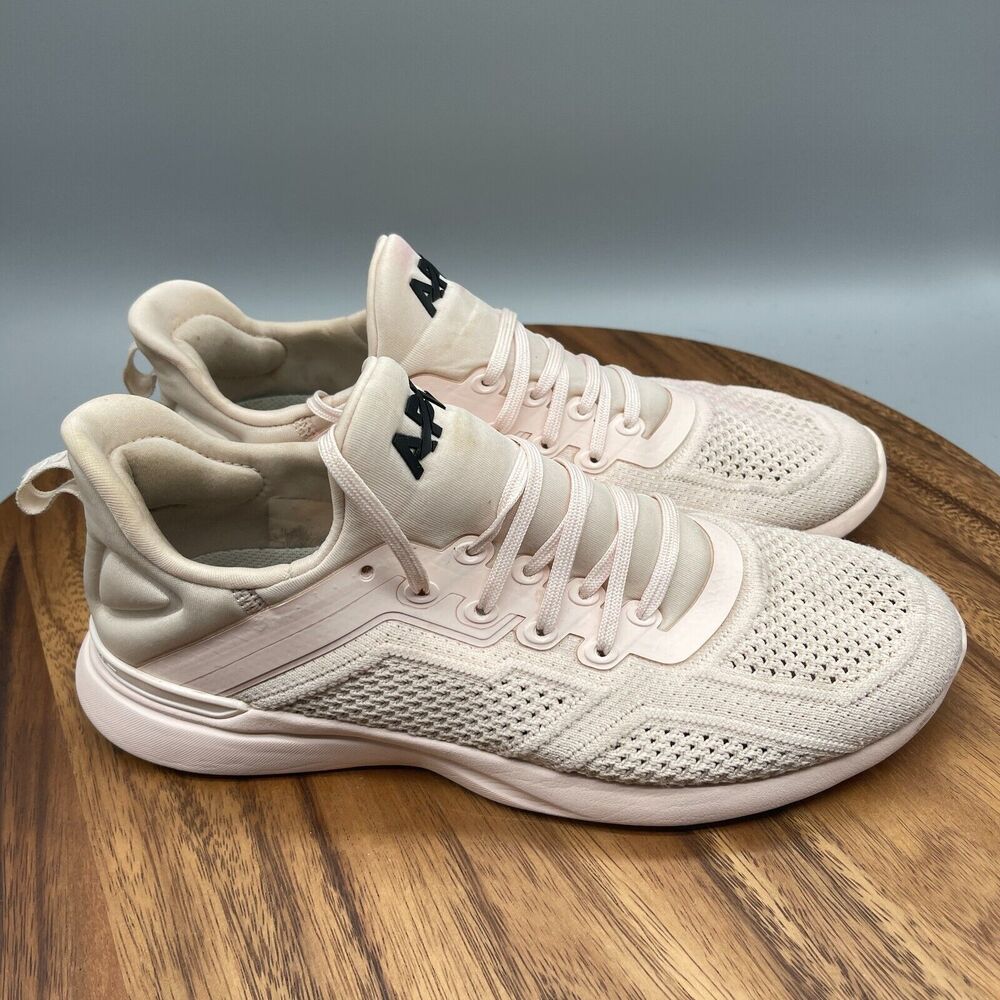 Apl Tracer Shoes Womens Size 9.5 Pink Mesh Lace Up Knit Tech Loom